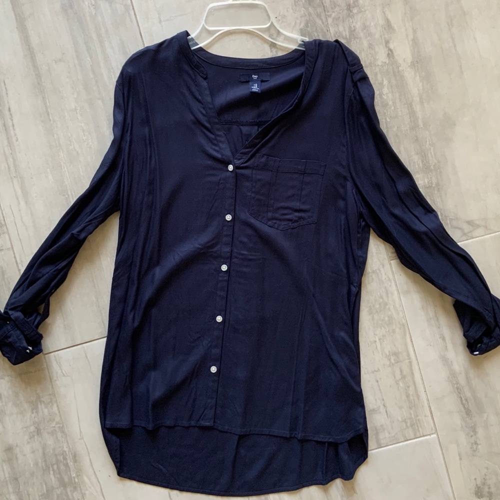 Navy button down shirt